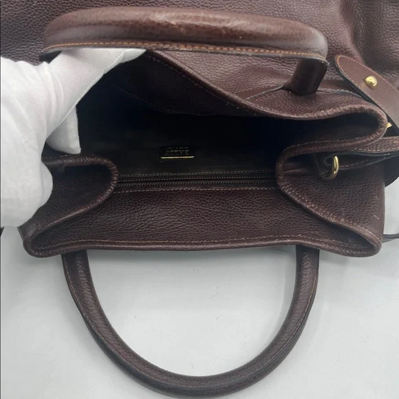 Classic Brown Leather Bally Top-Handle two way Women's Bag. Genuine leather. - Picture 9 of 10